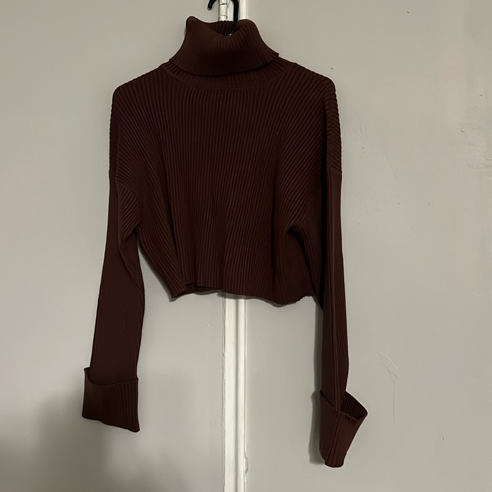 NWT F21 Brown ribbed turtleneck sweater